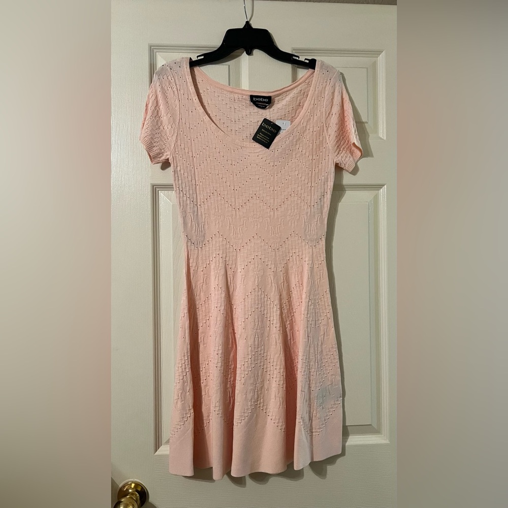 bebe Barbie Flare Dress in Peach Size M NWT